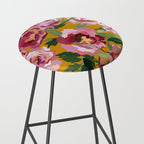 Happy peony with mustard yellow background Stool Gallery Image 2