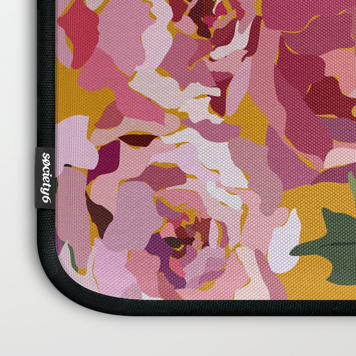 Happy peony with mustard yellow background Laptop Sleeve Gallery Image 3