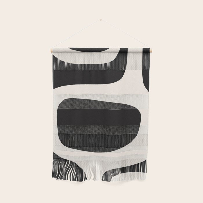 Black and White Abstract Minimal Shapes Wall Hanging Gallery Image 1