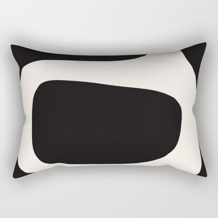 Black and White Abstract Minimal Shapes Rectangular Pillow Gallery Image 2