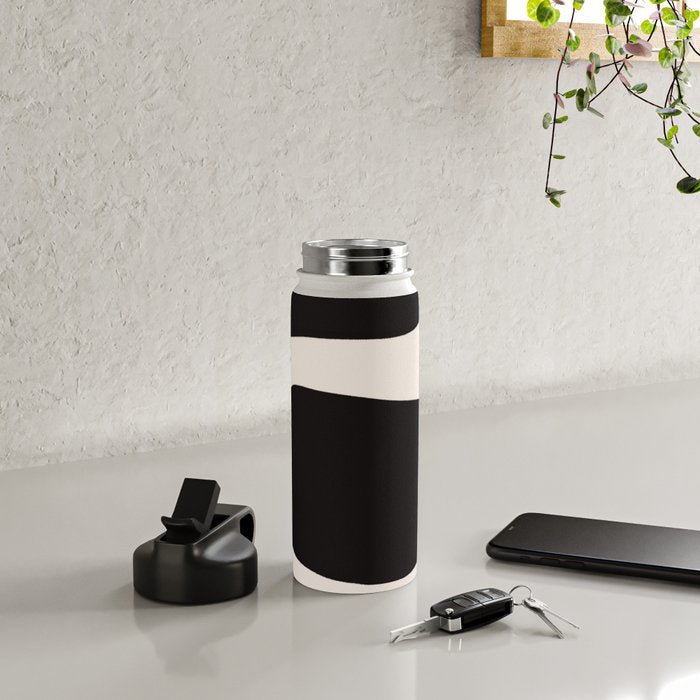 Black and White Abstract Minimal Shapes Water Bottle Gallery Image 4
