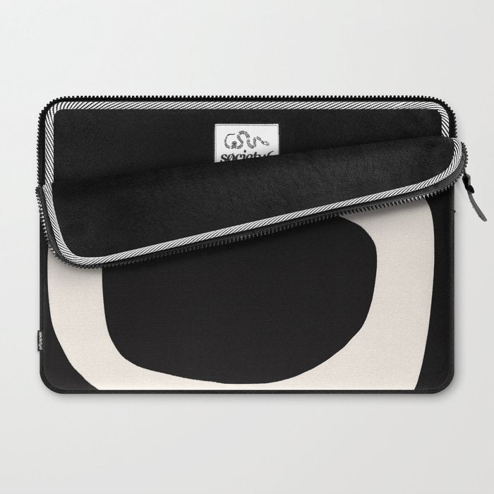 Black and White Abstract Minimal Shapes Laptop Sleeve Gallery Image 2
