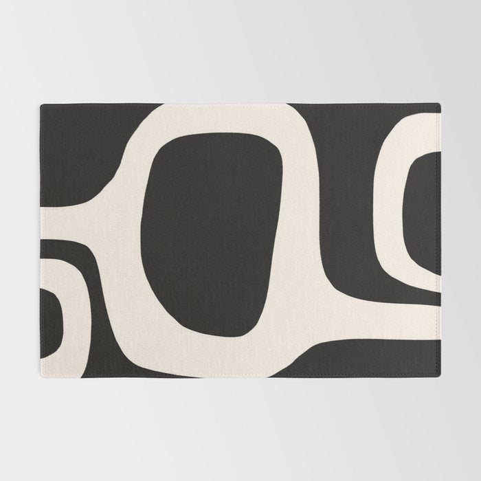 Black and White Abstract Minimal Shapes Rug Gallery Image 2