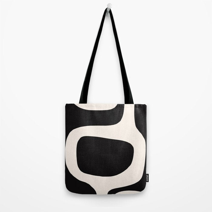 Black and White Abstract Minimal Shapes Tote Bag Gallery Image 2