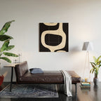 Black and White Abstract Minimal Shapes Wood Wall Art Gallery Image 2