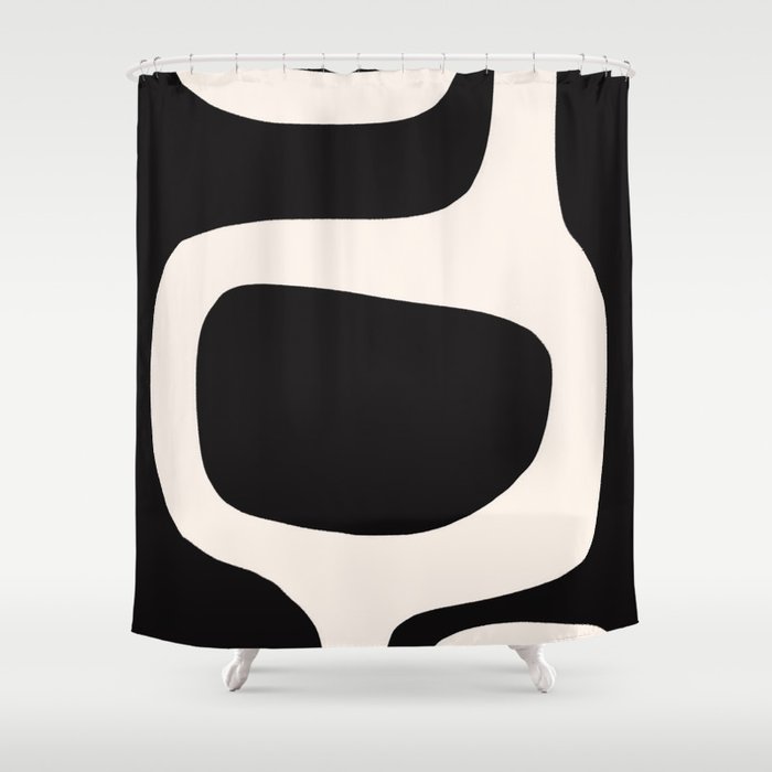 Black and White Abstract Minimal Shapes Shower Curtain Gallery Image 1