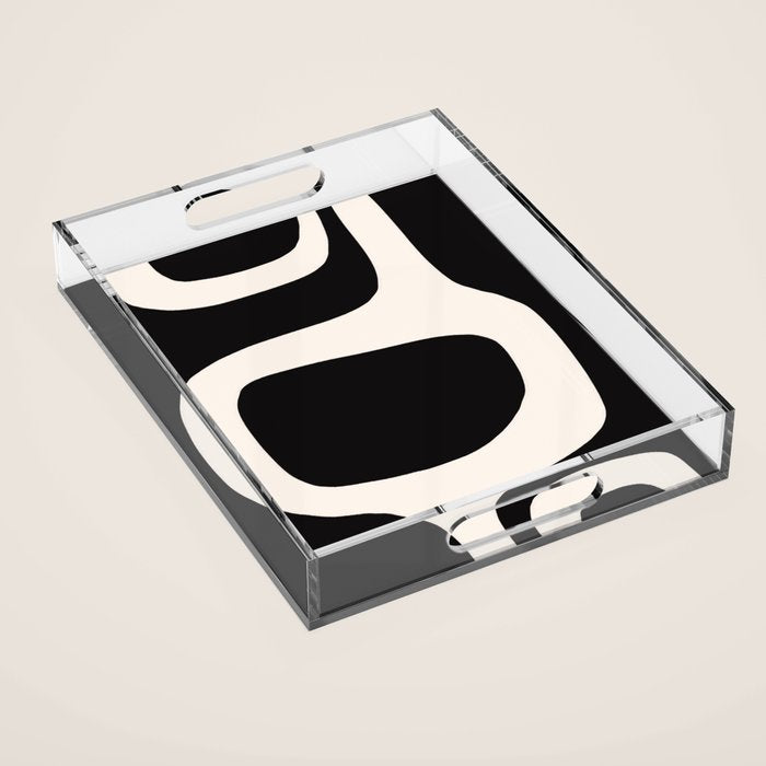 Black and White Abstract Minimal Shapes Acrylic Tray Gallery Image 1