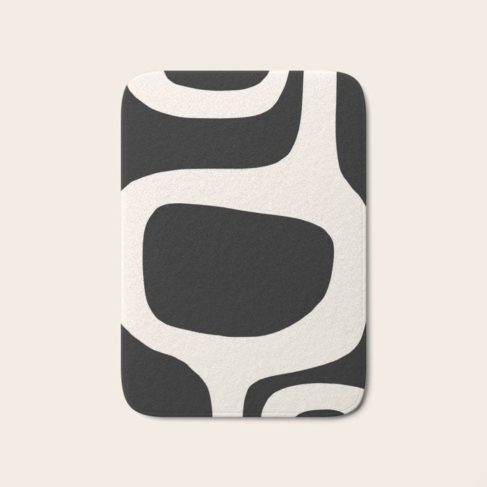 Black and White Abstract Minimal Shapes Bath Mat Gallery Image 1
