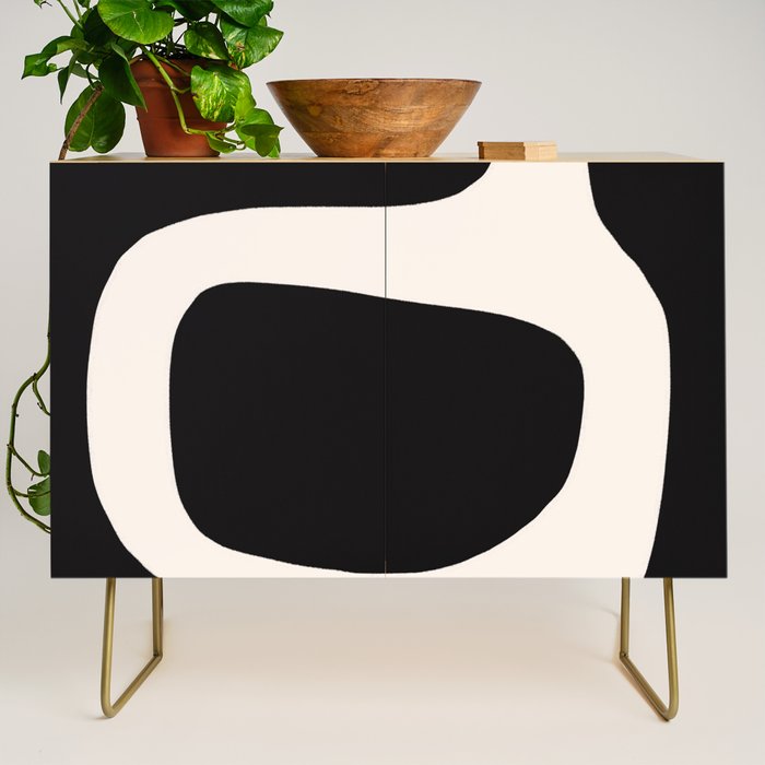 Black and White Abstract Minimal Shapes Credenza Gallery Image 1