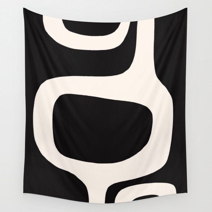 Black and White Abstract Minimal Shapes Wall Tapestry Gallery Image 1