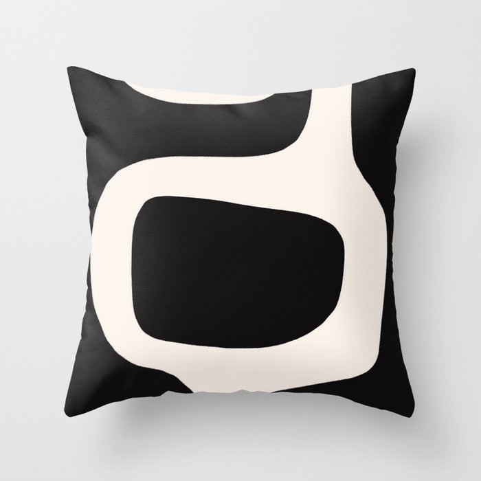 Black and White Abstract Minimal Shapes Throw Pillow Gallery Image 1