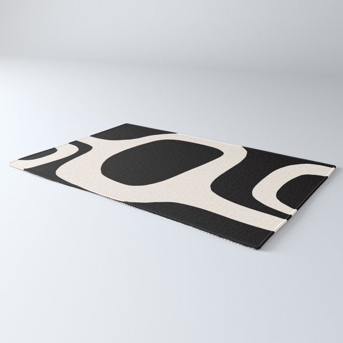 Black and White Abstract Minimal Shapes Rug Gallery Image 3