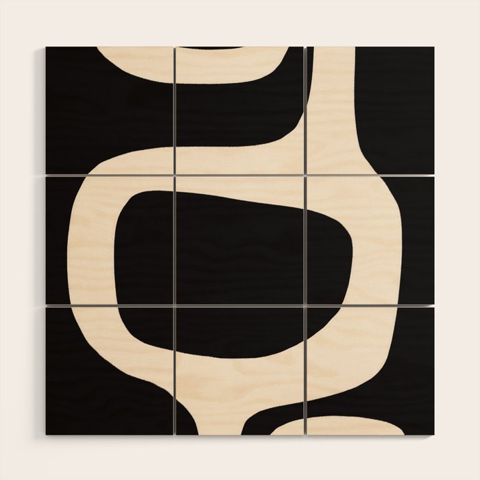 Black and White Abstract Minimal Shapes Wood Wall Art Gallery Image 1