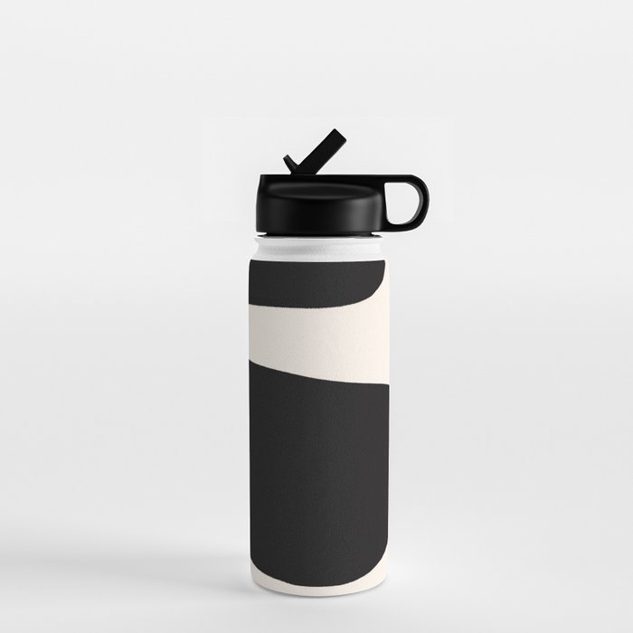 Black and White Abstract Minimal Shapes Water Bottle Gallery Image 1