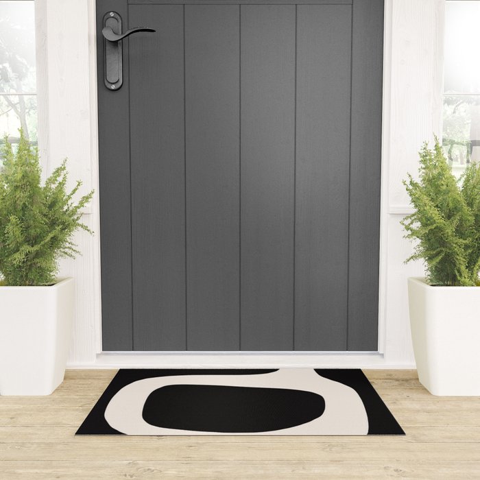 Black and White Abstract Minimal Shapes Welcome Mat Gallery Image 3