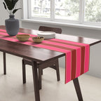 Bold Stripes Vertical Colorful Eclectic Lined Pink and Russet Pattern Table Runner Gallery Image 2