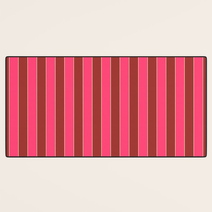 Bold Stripes Vertical Colorful Eclectic Lined Pink and Russet Pattern Desk Mat Gallery Image 3