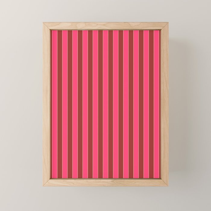 Bold Stripes Vertical Colorful Eclectic Lined Pink and Russet Pattern Mini Art Print Gallery Image 1