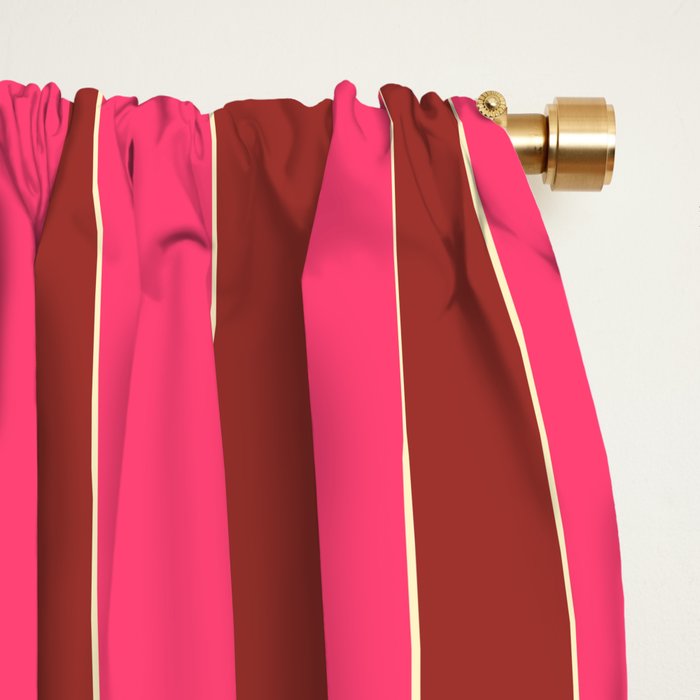 Bold Stripes Vertical Colorful Eclectic Lined Pink and Russet Pattern Window Curtain Gallery Image 2