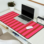 Bold Stripes Vertical Colorful Eclectic Lined Pink and Russet Pattern Desk Mat Gallery Image 2