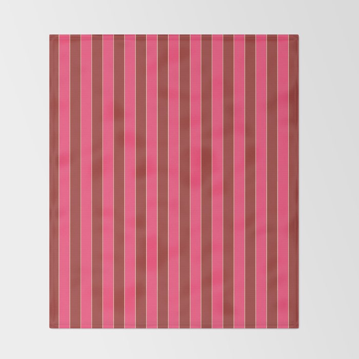 Bold Stripes Vertical Colorful Eclectic Lined Pink and Russet Pattern Throw Blanket Gallery Image 2