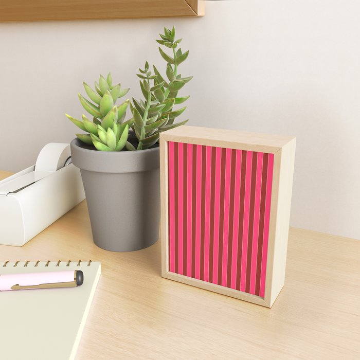 Bold Stripes Vertical Colorful Eclectic Lined Pink and Russet Pattern Mini Art Print Gallery Image 2