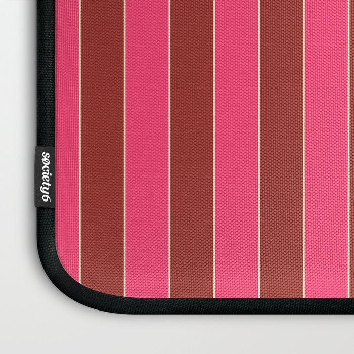 Bold Stripes Vertical Colorful Eclectic Lined Pink and Russet Pattern Laptop Sleeve Gallery Image 3