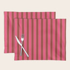 Bold Stripes Vertical Colorful Eclectic Lined Pink and Russet Pattern Placemat Gallery Image 1