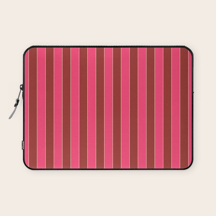 Bold Stripes Vertical Colorful Eclectic Lined Pink and Russet Pattern Laptop Sleeve Gallery Image 1