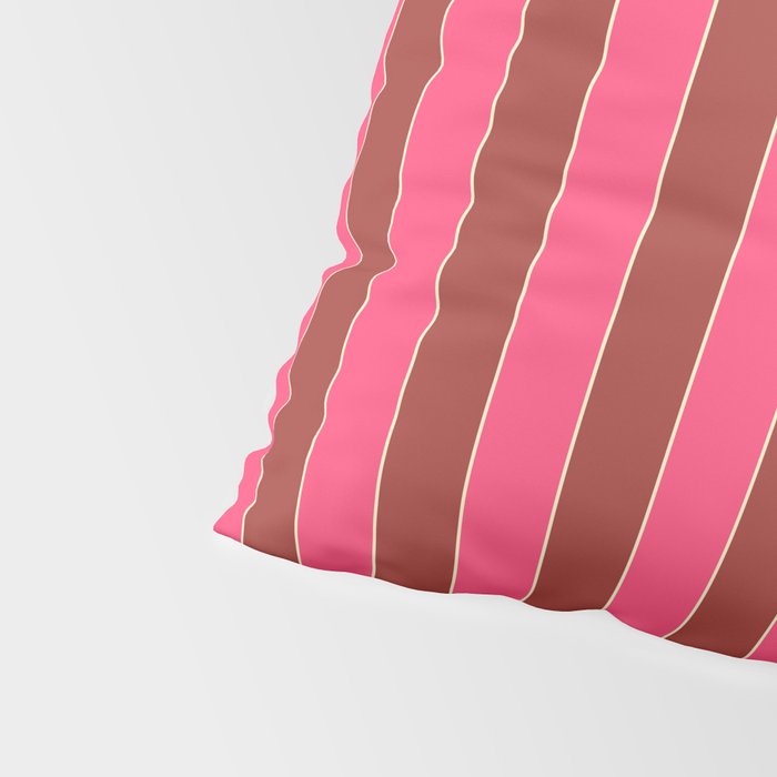 Bold Stripes Vertical Colorful Eclectic Lined Pink and Russet Pattern Pillow Sham Gallery Image 4