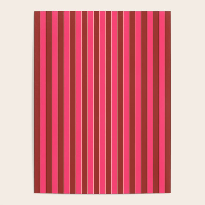 Bold Stripes Vertical Colorful Eclectic Lined Pink and Russet Pattern Poster Gallery Image 4