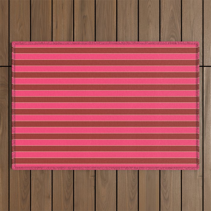 Bold Stripes Vertical Colorful Eclectic Lined Pink and Russet Pattern Outdoor Rug Gallery Image 1