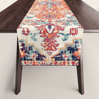Antique Oriental Persian Burnt Orange & Aqua Table Runner Gallery Image 1