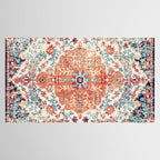 Antique Oriental Persian Burnt Orange & Aqua Tablecloth Gallery Image 2