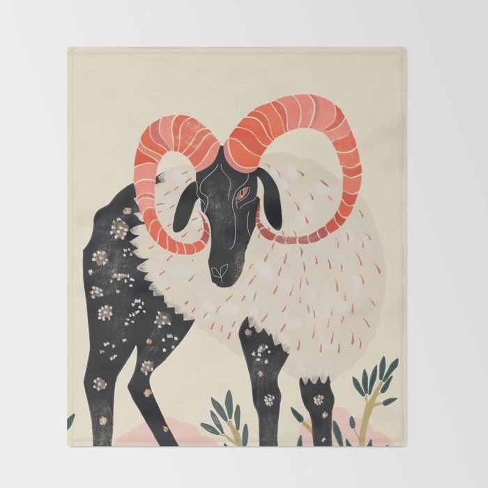 Majestic Ram Throw Blanket Gallery Image 2