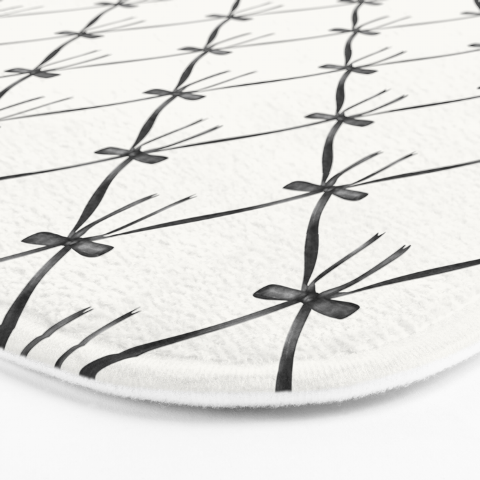 Bows & Ribbons Pattern IV Black and White Bath Mat Gallery Image 3