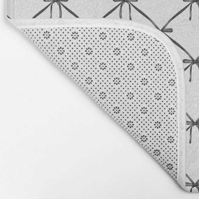 Bows & Ribbons Pattern IV Black and White Bath Mat Gallery Image 2
