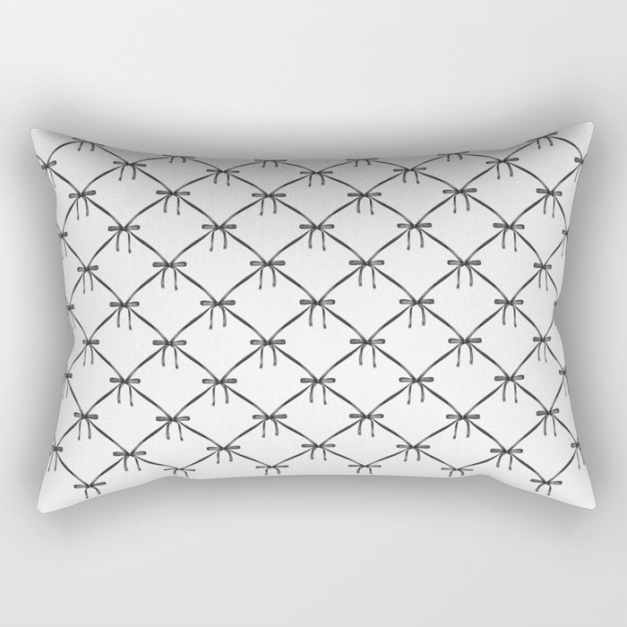 Bows & Ribbons Pattern IV Black and White Rectangular Pillow Gallery Image 2