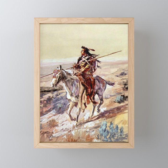 âIndian With Spear â by Charles M Russell Mini Art Print Gallery Image 1