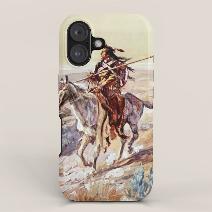 âIndian With Spear â by Charles M Russell iPhone Case Gallery Image 1