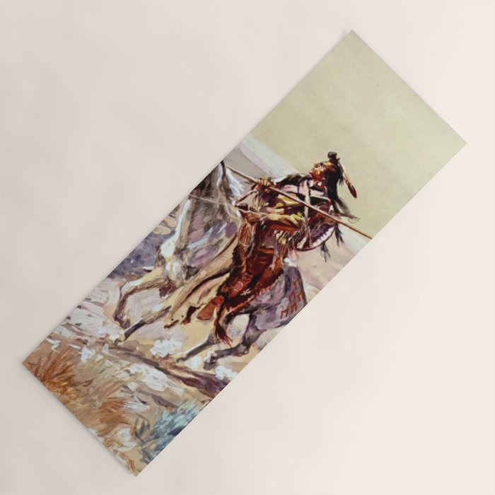 âIndian With Spear â by Charles M Russell Yoga Mat Gallery Image 1
