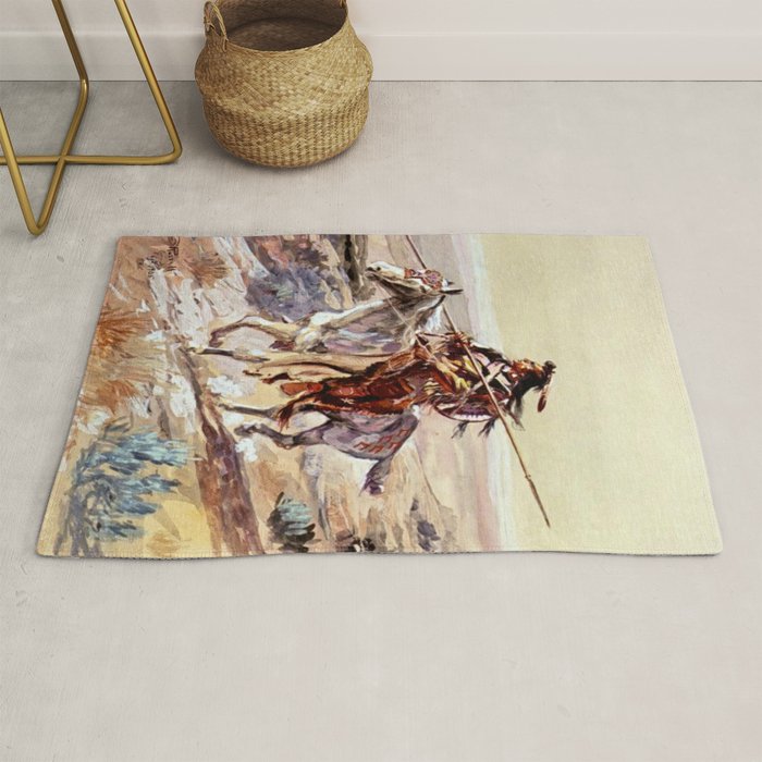 âIndian With Spear â by Charles M Russell Rug Gallery Image 1