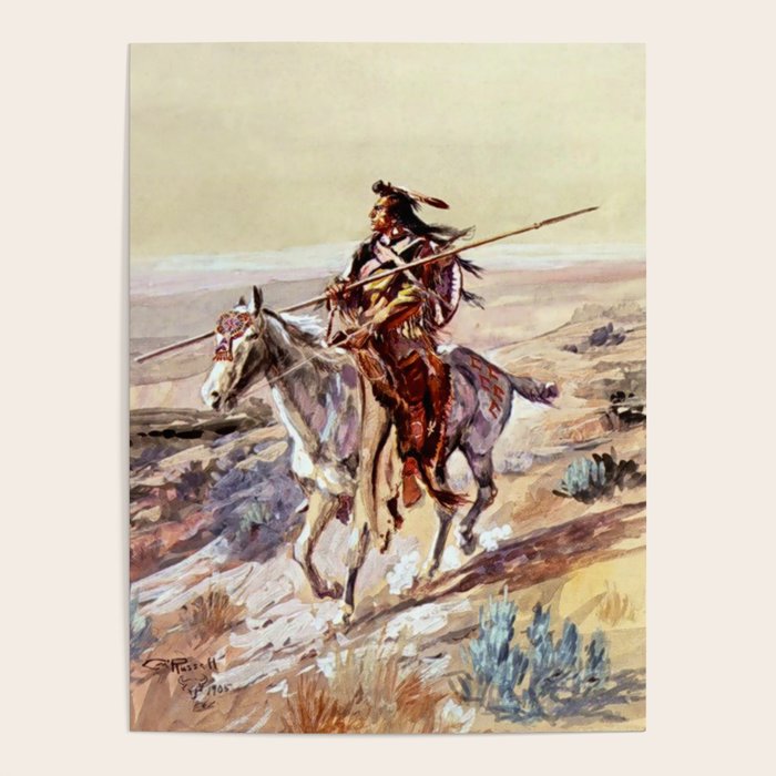 âIndian With Spear â by Charles M Russell Poster Gallery Image 4