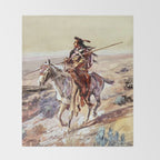 âIndian With Spear â by Charles M Russell Throw Blanket Gallery Image 2