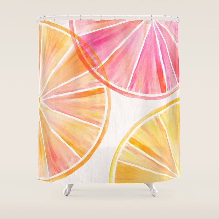 Summer Citrus Party Watercolor Shower Curtain Gallery Image 1