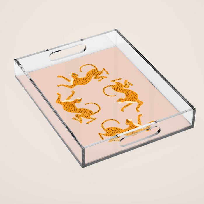 Leopard Race - pink Acrylic Tray Gallery Image 1