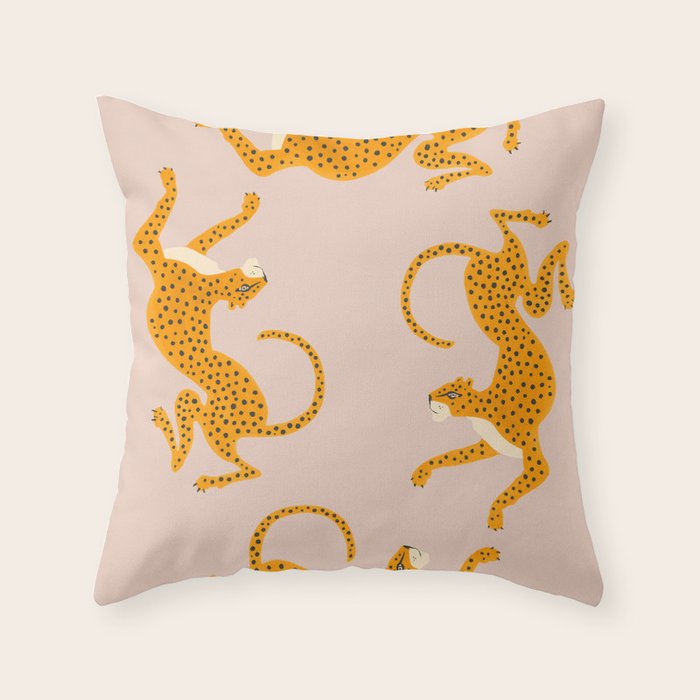 Leopard Race - pink Throw Pillow Gallery Image 6