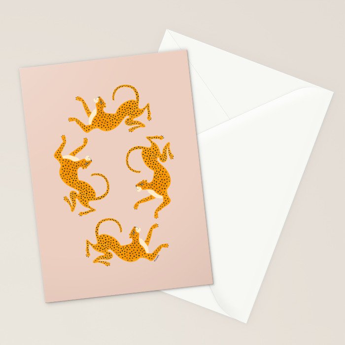 Leopard Race - pink Stationery Card Gallery Image 2