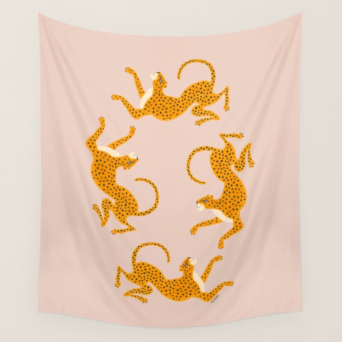 Leopard Race - pink Wall Tapestry Gallery Image 4