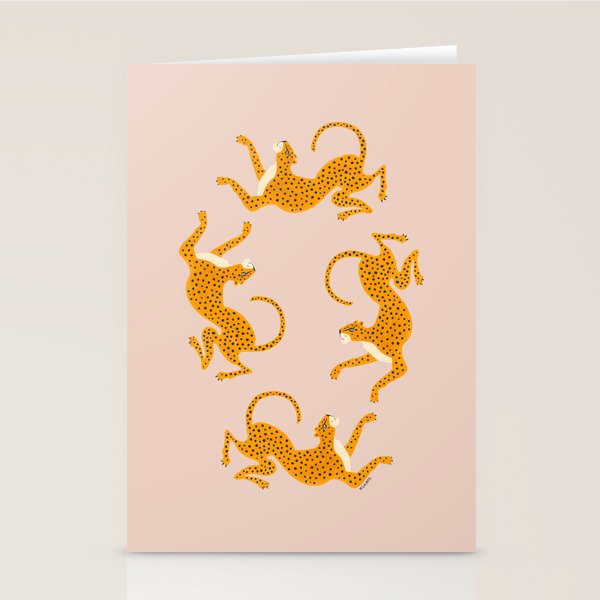Leopard Race - pink Stationery Card Gallery Image 1